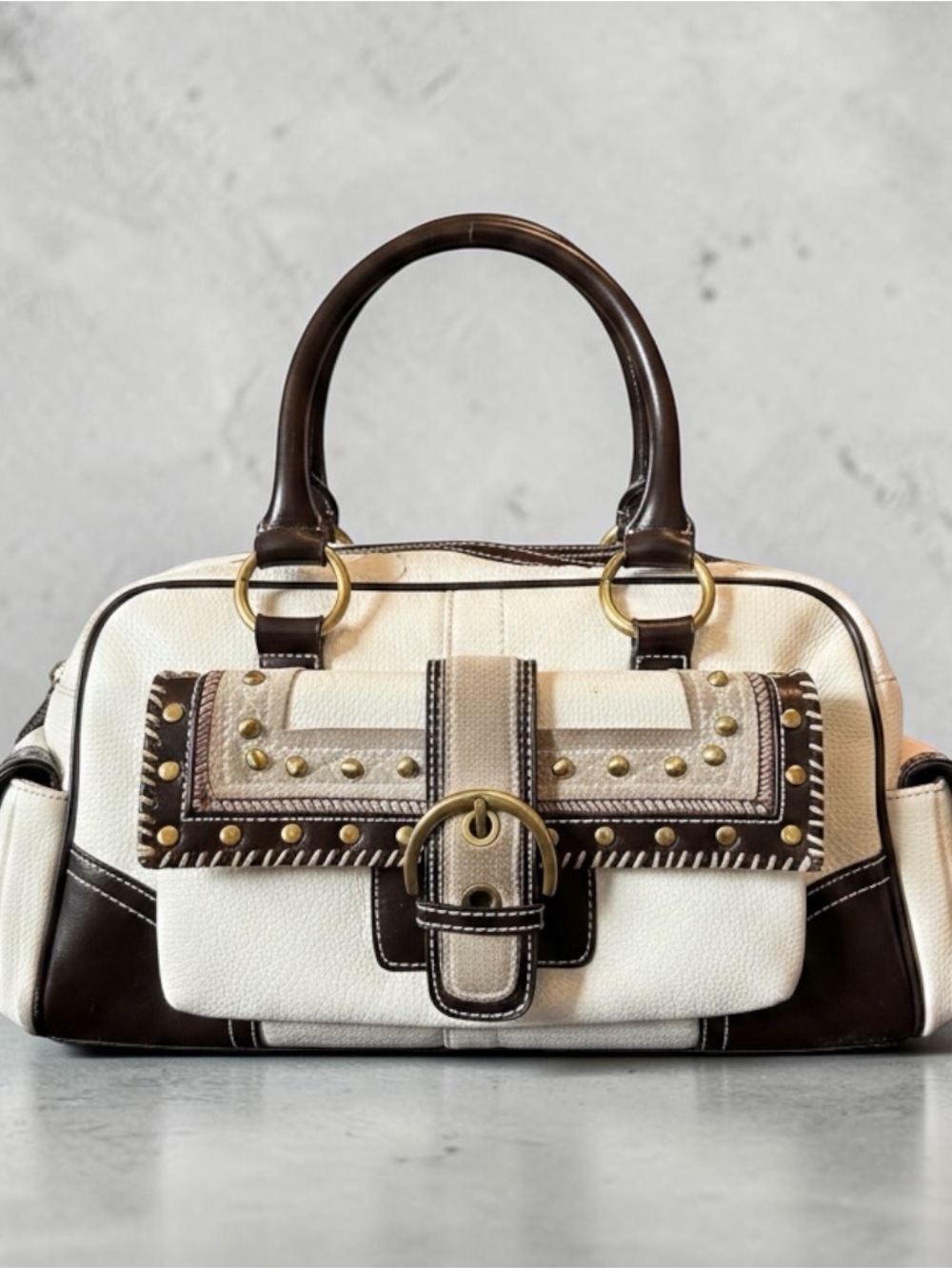 Vintage Inspired Y2K Coach Hampton 9268 Two-Tone Satchel - Picture 6 of 11